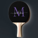 Black Purple Violet Monogram Elegant Script Name Ping Pong Paddle<br><div class="desc">Modern Black Purple Violet Monogram Elegant Script Name Ping Pong Paddle</div>