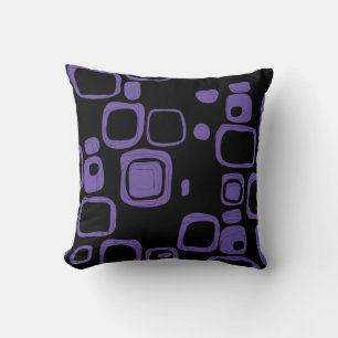 Black, Purple, Violet Retro Abstract Art Pillow