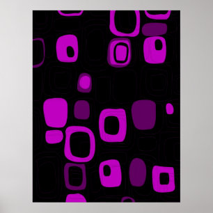 Black, Purple, Violet Retro Abstract Art Poster
