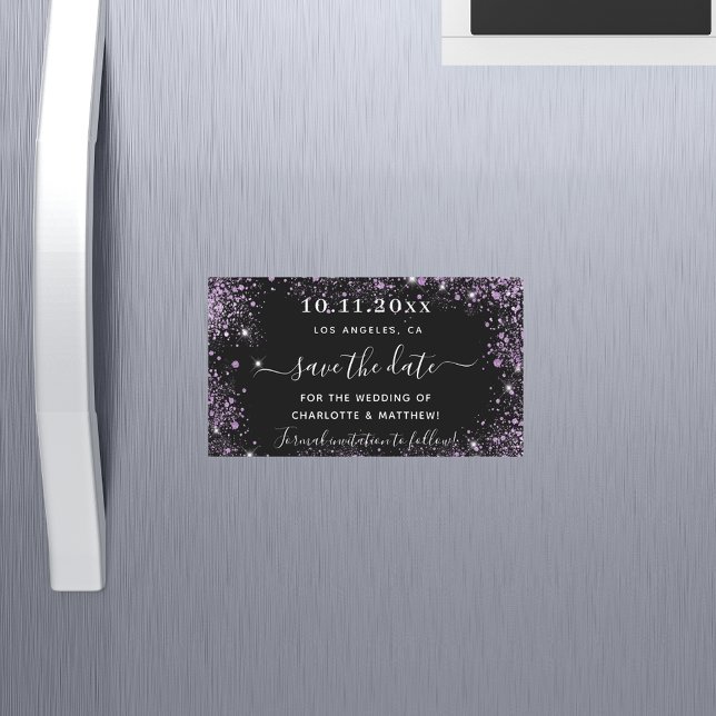 Black purple violet wedding save the date magnet (Creator Uploaded)