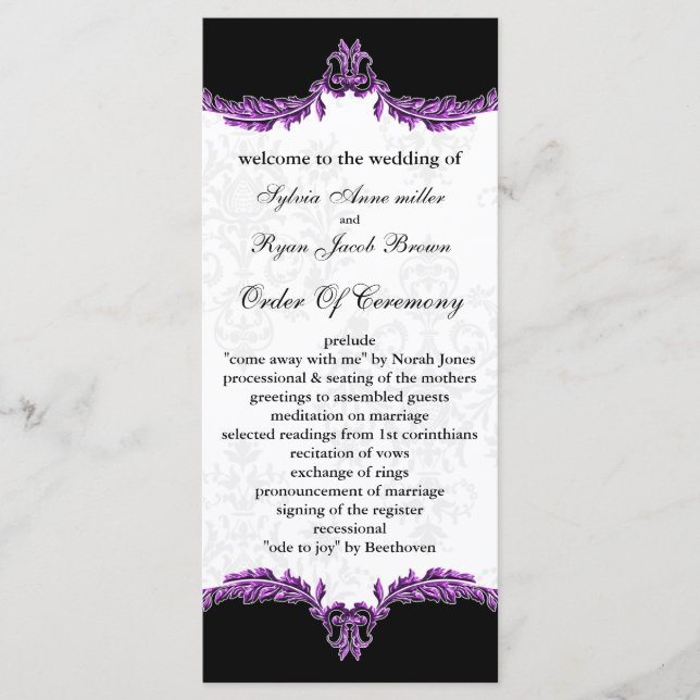 black purple Wedding program (Front)