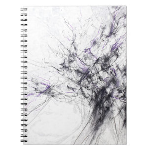 Black Purple White Fractal Line Abstract Notebook