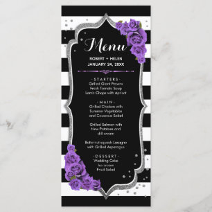 Black Purple White Silver Menu Card