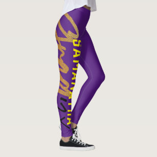 Black Purple Yellow Gold Foil Grad Year Chic Leggings