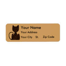 Black Puzzle Cat Address Labels