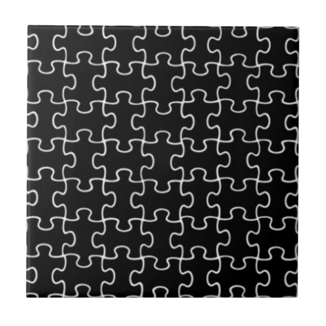 black puzzle pattern ceramic tile (Front)