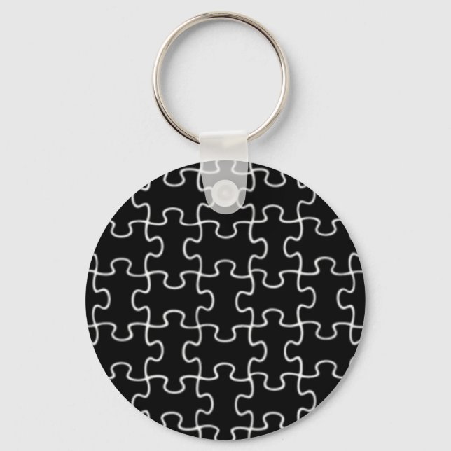 black puzzle pattern key ring (Front)