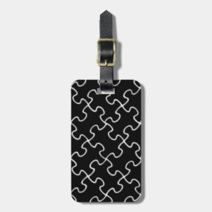 black puzzle pattern luggage tag