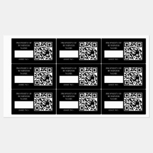 Black QR Asset ID Company Property Label Style