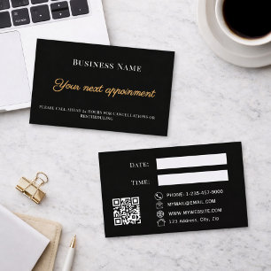 Black QR business customer client appointment card