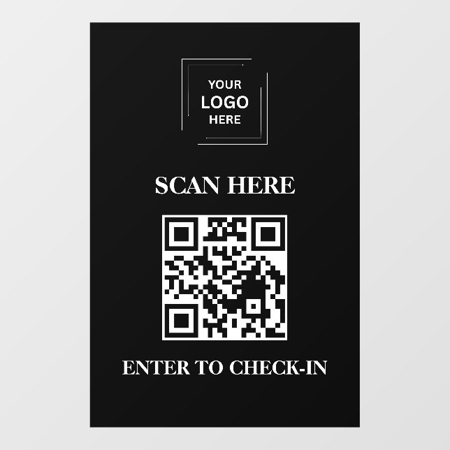 Black QR Code Check-In Business Window Cling (Sheet)