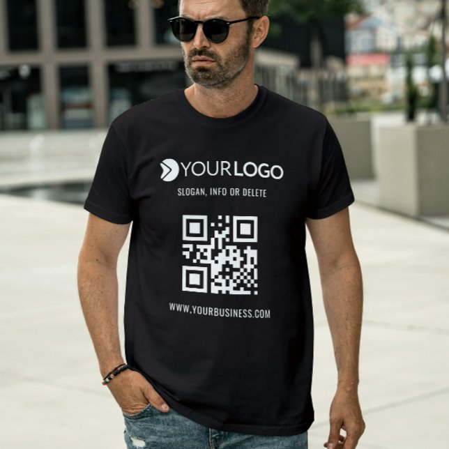 Black QR Code Custom and Promotional Business Logo T-Shirt (Creator Uploaded)