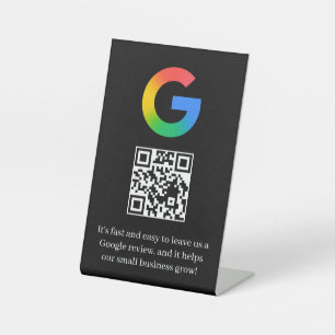 Black QR Code Google Review Tabletop Style Pedestal Sign