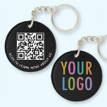 Black QR Code Keychain Acrylic Custom Logo Round<br><div class="desc">Personalise our premium acrylic QR code keychain with your QR code link, company logo (on opposite side), and custom text. It’s waterproof and UV resistant. QR keychains are a handy way for you to share your information, and they are useful promotional swag for customers. The round keychain has a 2...</div>