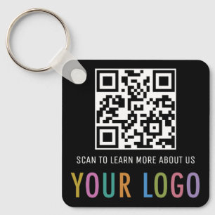 Black QR Code Keychain Custom Logo Aluminium Squar
