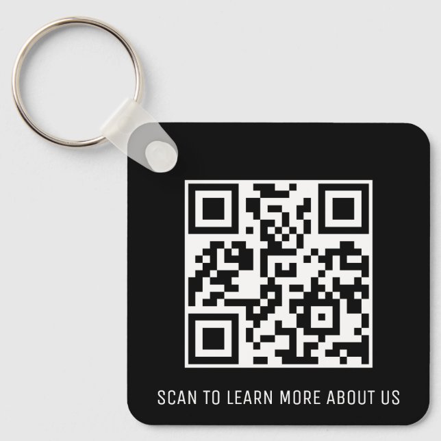 Black QR Code Keychain Custom Logo Square Aluminiu (Front)