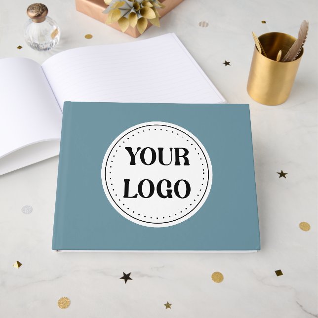 Black QR Code Logo | Modern & Elegant Business Guest Book (Front Open)