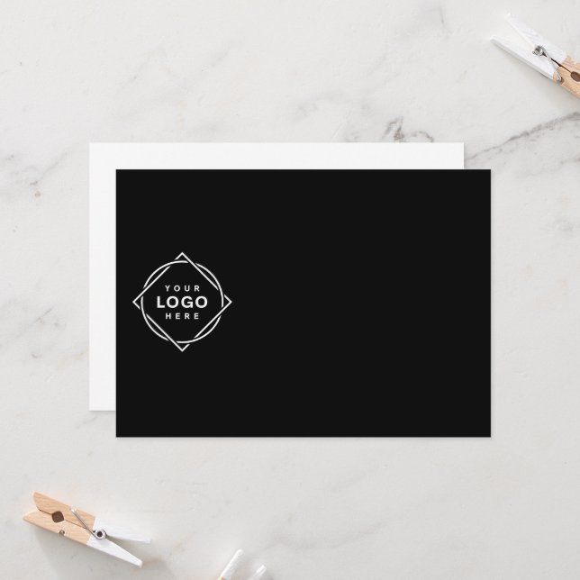 Black QR Code Logo | Modern & Elegant Business Invitation (Front/Back In Situ)