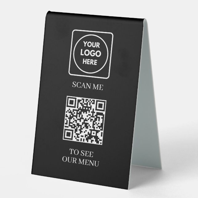 Black QR Code Menu | Modern Contactless Logo  (Front)