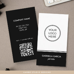 Black QR Code Simple Logo Business Card
