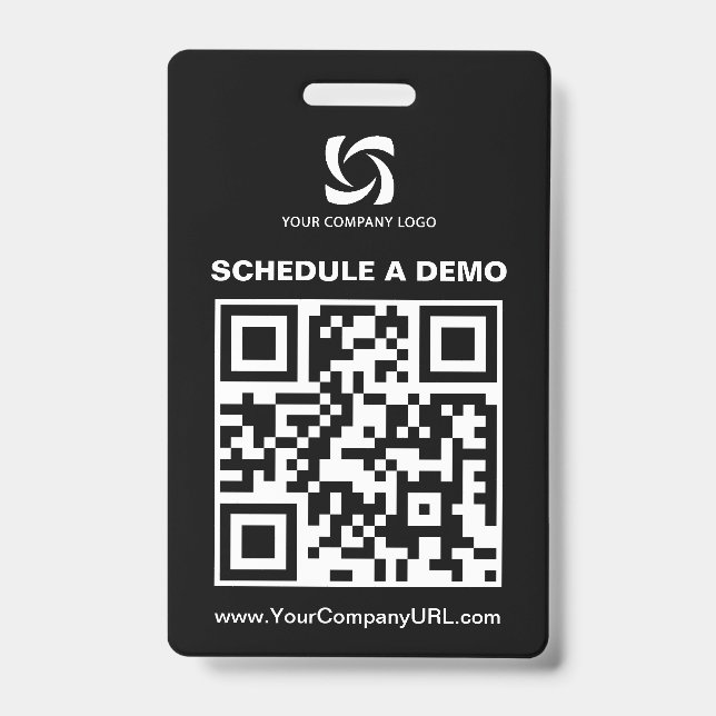 Black QR Code Website Tradeshow Sign ID Badge (Front)
