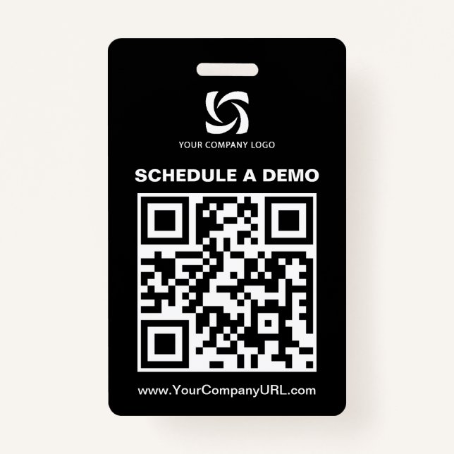 Black QR Code Website Tradeshow Sign ID Badge (Front)
