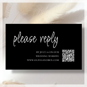 Black QR Code Wedding RSVP Enclosure Card