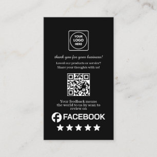 Black QR   Facebook Reviews Custom Rating Link Business Card