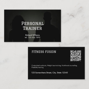 Black QR Fitness Personal Trainer Business Card