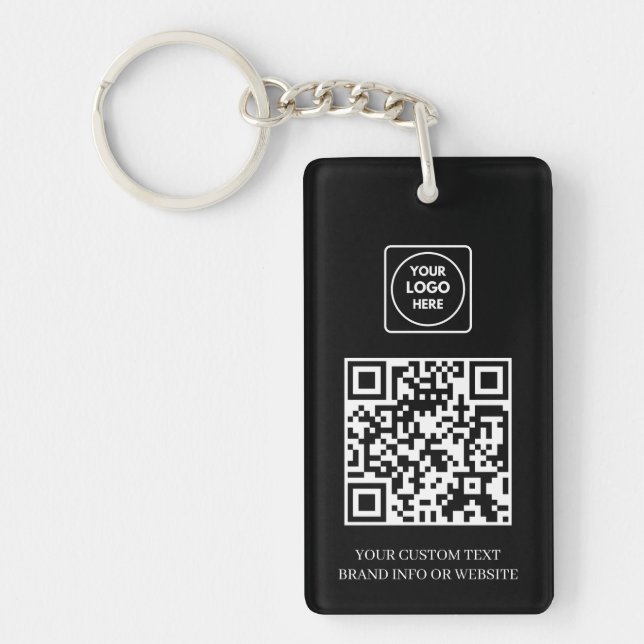 Black QR | Professional Business Logo Design Key Ring (Front)