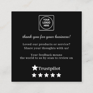Black QR   Trustpilot Reviews Custom Thank You  Square Business Card
