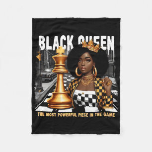 Black Queen African American Chess Power Melanin P Fleece Blanket