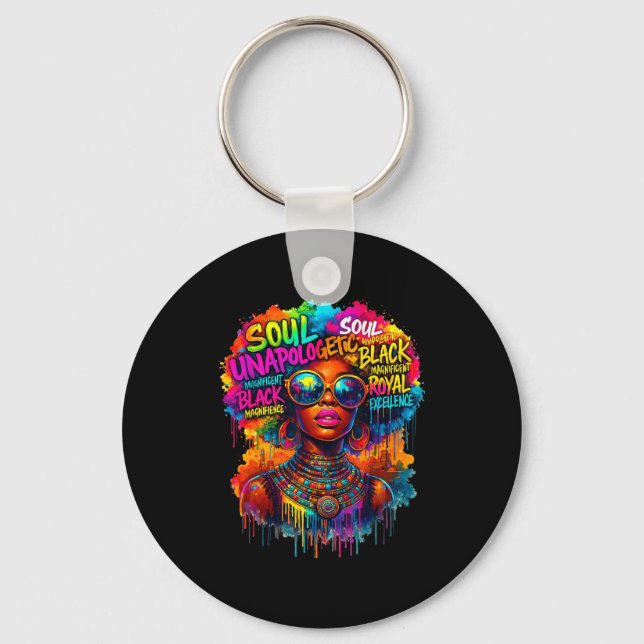 Black Queen African Map Unalogetically Black Histo Key Ring (Front)