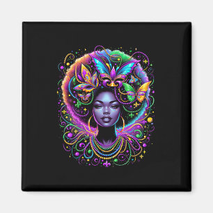 Black Queen Afro African Butterfly Beads Mask Mard Magnet