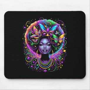 Black Queen Afro African Butterfly Beads Mask Mard Mouse Pad