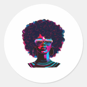 Black Queen Afro Black History Melanin Womens Vapo Classic Round Sticker