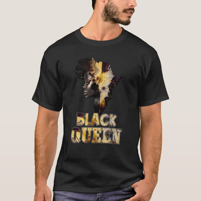 Black Queen Afro Melanin African Women Black Histo T-Shirt (Front)