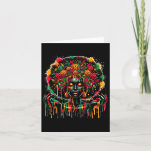 Black Queen Afro Melanin Colourful Art Dripping Ju Card