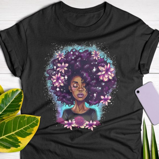 Black Queen Afro Melanin Dripping Art Black T-Shirt (Creator Uploaded)