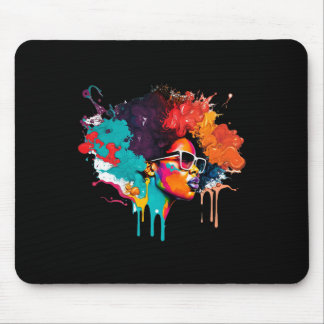 Black Queen Afro Melanin Dripping Art Lover Americ Mouse Pad