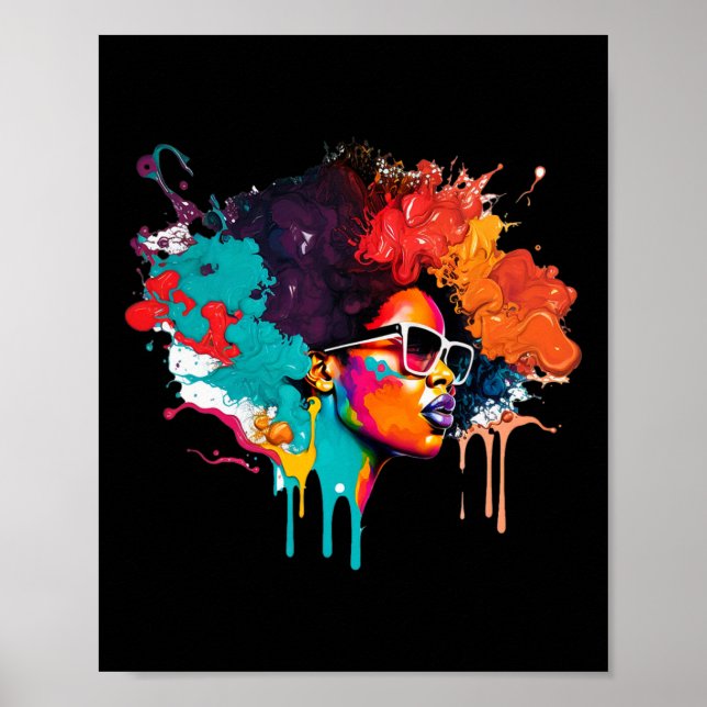 Black Queen Afro Melanin Dripping Art Lover Americ Poster (Front)