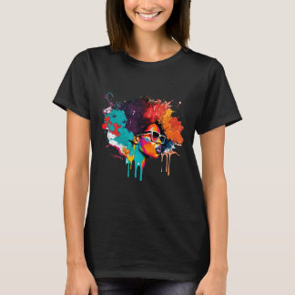Black Queen Afro Melanin Dripping Art Lover Americ T-Shirt
