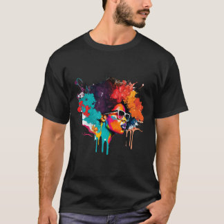 Black Queen Afro Melanin Dripping Art Lover Americ T-Shirt