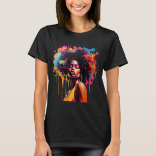 Black Queen Afro Melanin Dripping Juneteenth Afric T-Shirt