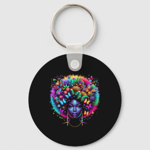Black Queen Afro Melanin Juneteenth Leopard Butter Key Ring