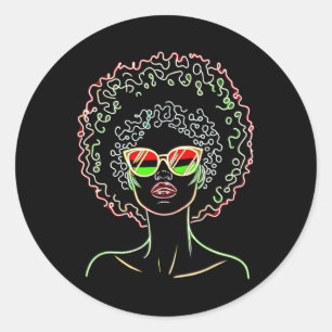 Black Queen Afro Women Dripping Juneteenth 1 Classic Round Sticker