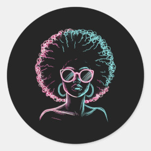 Black Queen Afro Women Dripping Juneteenth Classic Round Sticker