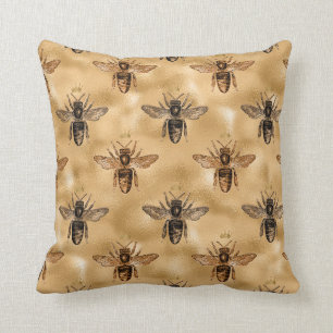 Black Queen Bees on Gold Cushion