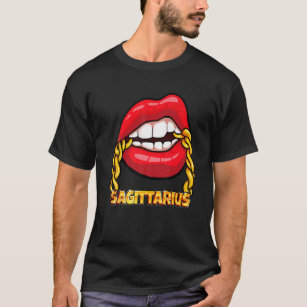 Black Queen Birthday Red Lips Chain Sagittarius Zo T-Shirt