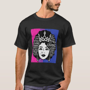 Black Queen Bisexual Pride Flag Afro Hair Lgbt Q A T-Shirt